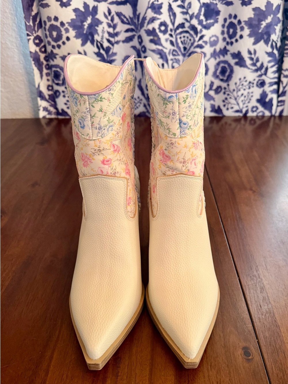 ALTAR’D STATE Cream Floral Western Ankle Boots